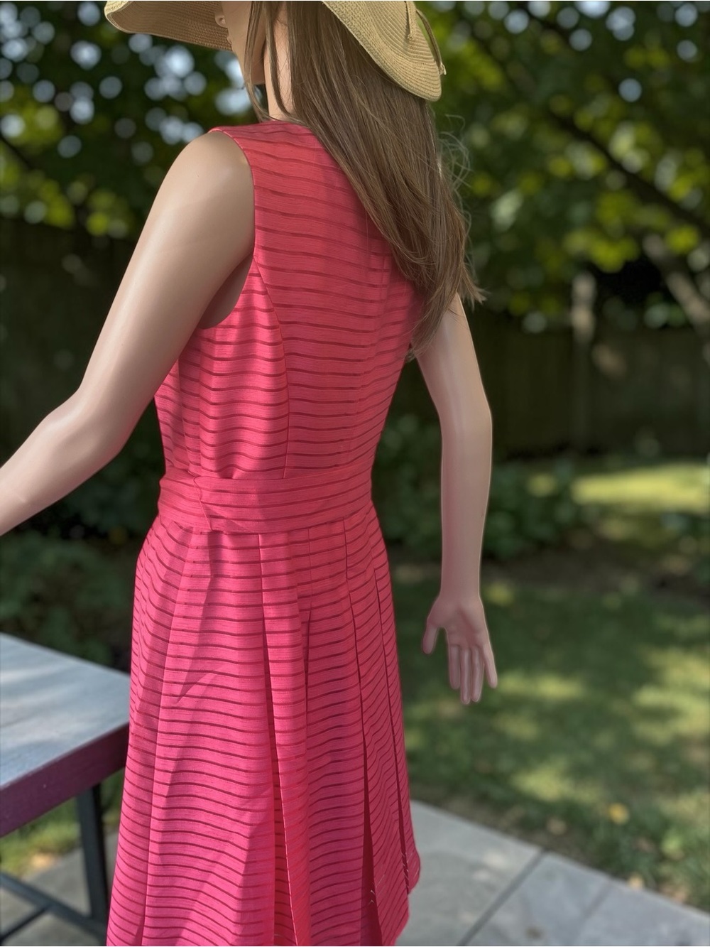 Tommy Hilfiger Pink Coral Fit & Flare Dress Size 6 Belted Lined - Picture 5 of 10